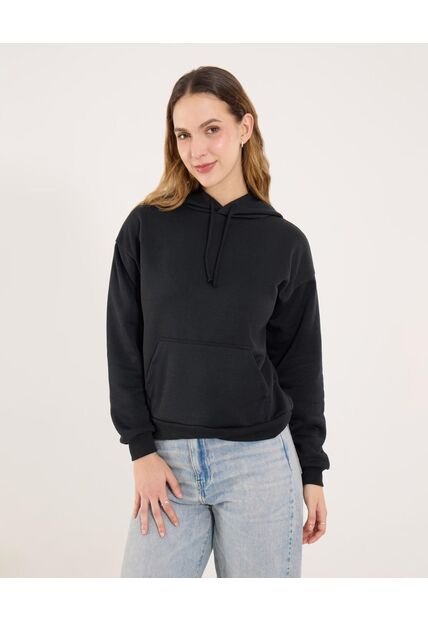 Buzo Para Mujer Hoodie Color Negro Marca Ostu #40060401