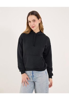 Buzo Para Mujer Hoodie Color Negro Marca Ostu #40060401