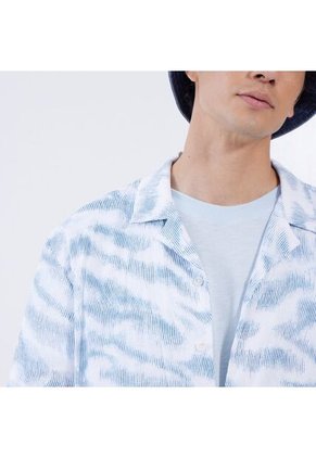 Camisa Para Hombre Manga Corta Sin Bolsillo Color Azul  Marca Ostu #60010600