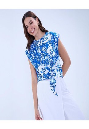 Camiseta Para Mujer Manga Sisa Color Azul Rey Marca Ostu #40092323