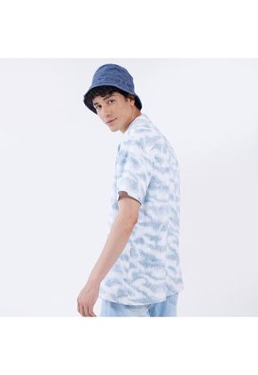 Camisa Para Hombre Manga Corta Sin Bolsillo Color Azul  Marca Ostu #60010600