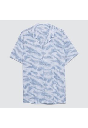 Camisa Para Hombre Manga Corta Sin Bolsillo Color Azul  Marca Ostu #60010600