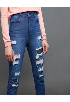 Jean Para Mujer Mom Color Azul  Marca Ostu #40160212