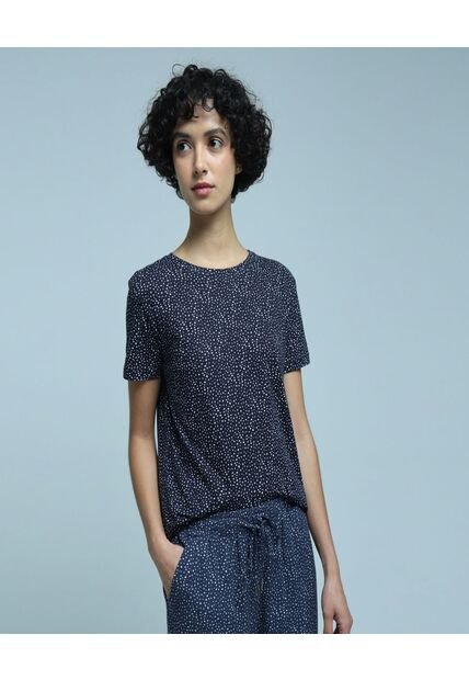 Camiseta Para Mujer Manga Corta Color Azul  Marca Ostu #40091963