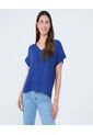Blusa Para Mujer Manga Corta Color Azul Rey Marca Ostu #40121061 de Ostu
