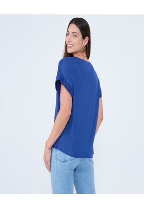 Blusa Para Mujer Manga Corta Color Azul Rey Marca Ostu #40121061