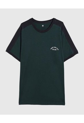 Camiseta Para Hombre Manga Corta Color Verde Oscuro Marca Ostu #60091408