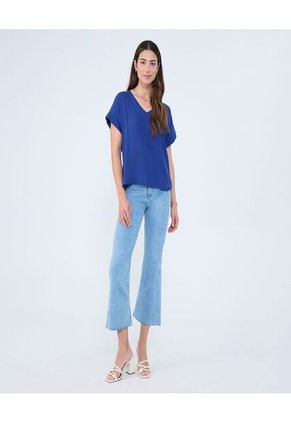 Blusa Para Mujer Manga Corta Color Azul Rey Marca Ostu #40121061