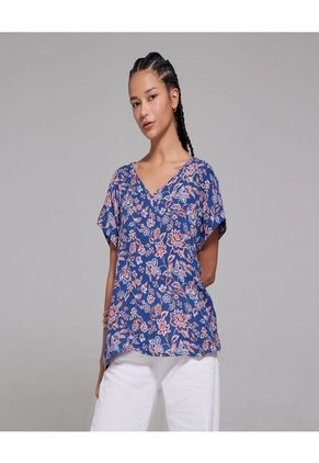 Blusa Para Mujer Manga Corta Color Azul Oscuro Marca Ostu #40120775