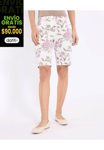 Bermuda  Para Mujer Regular Corto Color Marfil Marca Ostu #40100114 Ostu