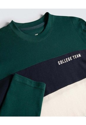 Camiseta Para Hombre Manga Larga Color Verde Oscuro Marca Ostu #60091401