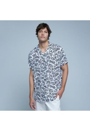Camisa Para Hombre Manga Corta Sin Bolsillo Color Negro Marca Ostu #60010654