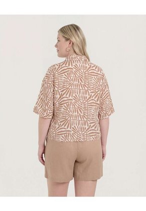 Blusa  Para Mujer Manga Corta Color Camel Marca Ostu #40121213