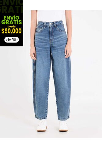 Jean  Para Mujer Balloon Color Azul Marca Ostu #40160628 Ostu