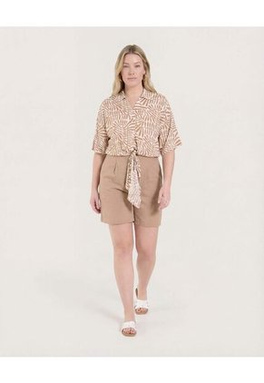 Blusa  Para Mujer Manga Corta Color Camel Marca Ostu #40121213