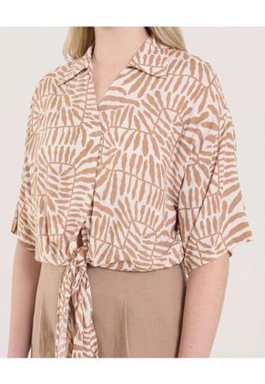 Blusa  Para Mujer Manga Corta Color Camel Marca Ostu #40121213