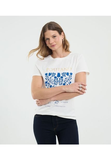 Camiseta Para Mujer Manga Corta Cuello Redondo Color Crema Marca Ostu #40092466