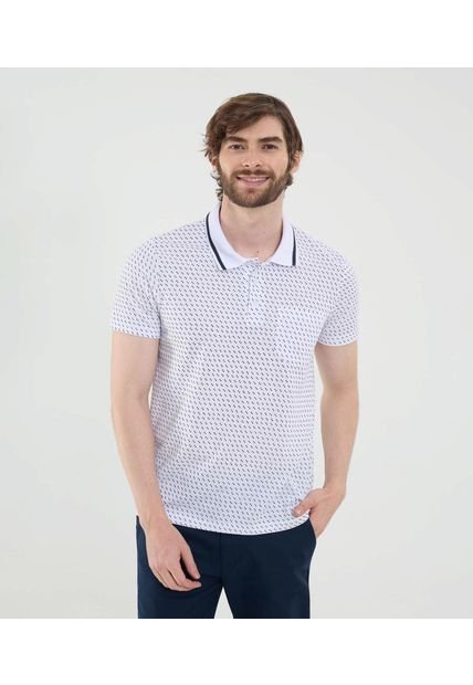 Polo Para Hombre Cuello Tejido Con Bolsillo Color Blanco Marca Ostu #60110804