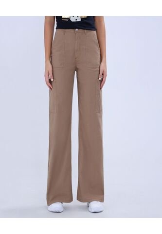 Jean Para Mujer Wide Leg Cargo Color Café Claro Marca Ostu #40160481 Ostu