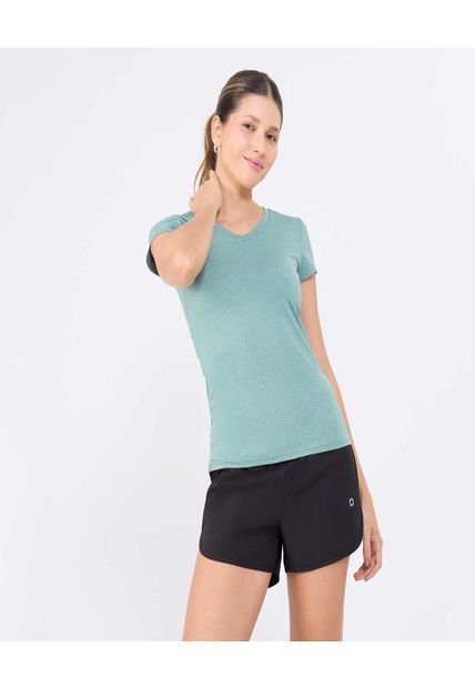Camiseta Para Mujer Manga Corta Cuello V Color Verde  Marca Ostu #40092389