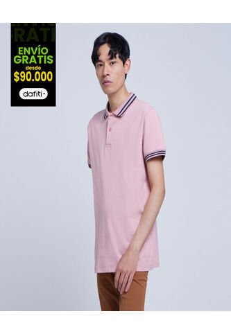 Polo Para Hombre Cuello Tejido Sin Bolsillo Color Rosa Marca Ostu #60110605 Ostu