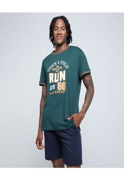 Camiseta Para Hombre Manga Corta Color Verde  Marca Ostu #60091314