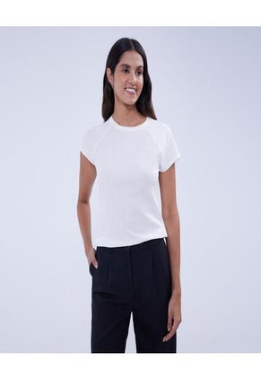 Camiseta Para Mujer Manga Corta Color Crema Marca Ostu #40092139