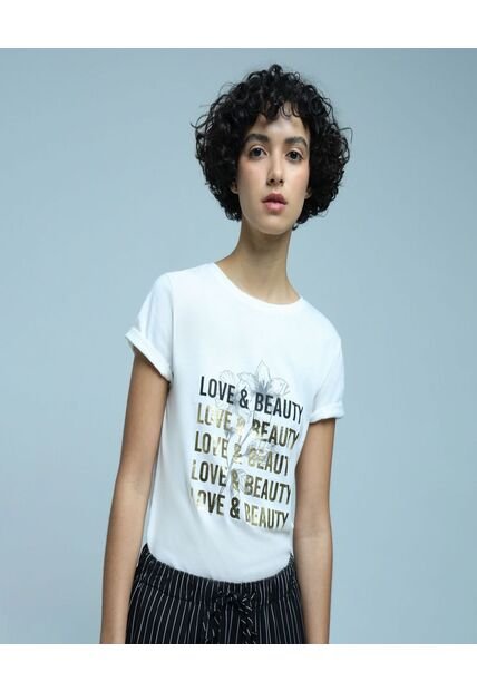 Camiseta Para Mujer Manga Corta Color Blanco Marca Ostu #40092004