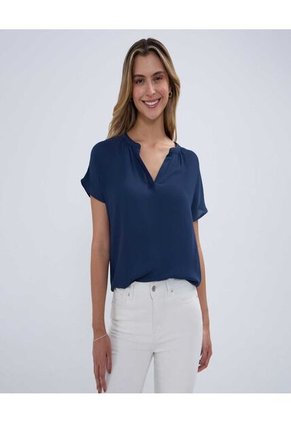 Blusa Para Mujer Manga Corta Color Azul Marca Ostu #40121053