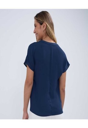 Blusa Para Mujer Manga Corta Color Azul Marca Ostu #40121053