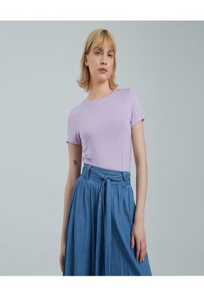 Camiseta Para Mujer Manga Corta Color Lila Marca Ostu #40091848