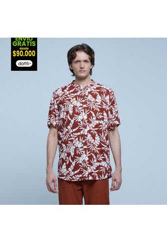 Camisa Para Hombre Manga Corta Con Bolsillo Color Naranja Marca Ostu #60010617 Ostu