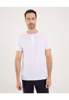 Camiseta Para Hombre Manga Larga Cuello Henley Color Blanco Marca Ostu #60090839