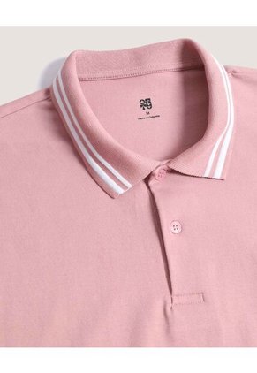Polo  Para Hombre Cuello Tejido Sin Bolsillo Color Rosa Marca Ostu #60110904