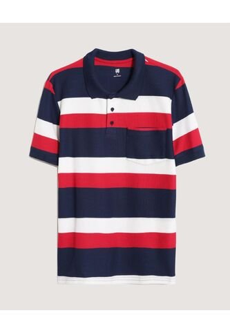 Polo  Para Hombre Cuello Tejido Con Bolsillo Color Azul Marca Ostu #60110869 Ostu