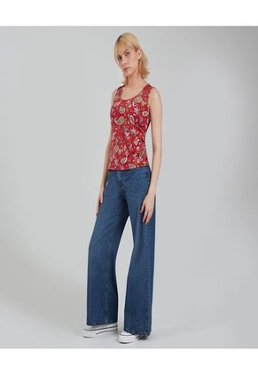 Top Para Mujer Cuello Redondo Color Rojo Marca Ostu #40220293