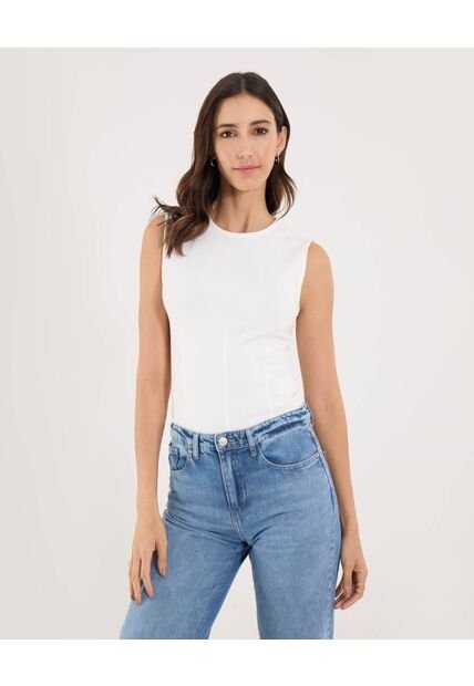 Camiseta Para Mujer Manga Sisa Cuello Redondo Color Crema Marca Ostu #40092524