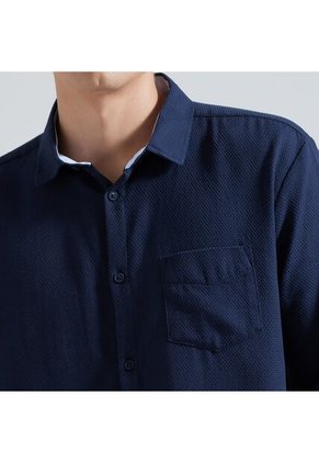 Camisa Para Hombre Manga Larga Con Bolsillo Color Azul  Marca Ostu #60010560