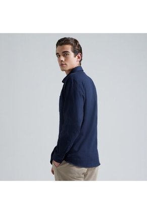 Camisa Para Hombre Manga Larga Con Bolsillo Color Azul  Marca Ostu #60010560