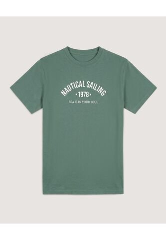 Camiseta  Para Hombre Manga Corta Cuello Redondo Color Verde Marca Ostu #60091900 Ostu