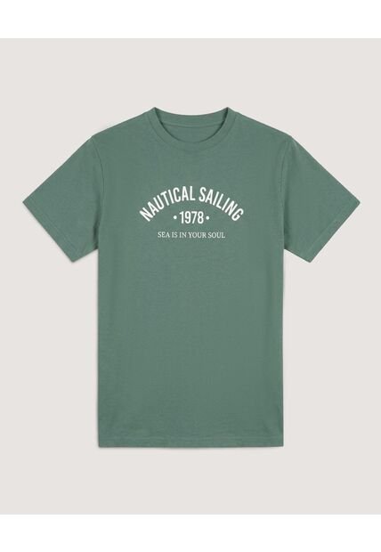 Camiseta  Para Hombre Manga Corta Cuello Redondo Color Verde Marca Ostu #60091900