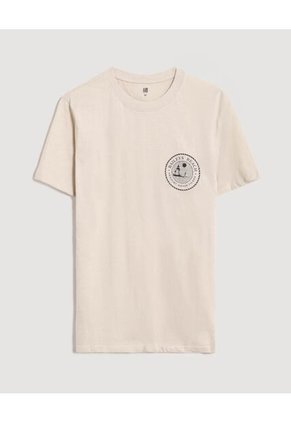 Camiseta Para Hombre Manga Corta Cuello Redondo Color Beige Marca Ostu #60091896