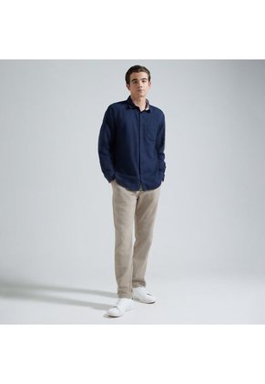 Camisa Para Hombre Manga Larga Con Bolsillo Color Azul  Marca Ostu #60010560