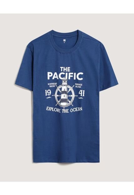 Camiseta  Para Hombre Manga Corta Cuello Redondo Color Azul Marca Ostu #60091899