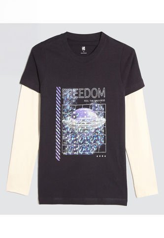 Camiseta Para Niño Manga Larga Color Azul  Marca Ostu #80090235 Ostu