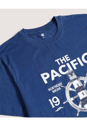 Camiseta  Para Hombre Manga Corta Cuello Redondo Color Azul Marca Ostu #60091899