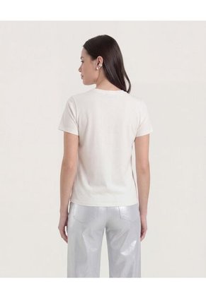 Camiseta  Para Mujer Manga Corta Cuello Redondo Color Crema Marca Ostu #40092748