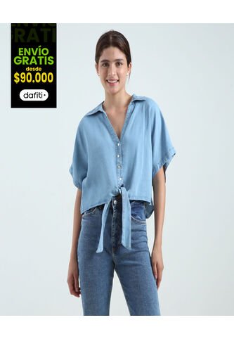 Camisa Para Mujer Manga Corta Color Azul  Marca Ostu #40010145 Ostu