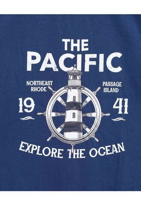 Camiseta  Para Hombre Manga Corta Cuello Redondo Color Azul Marca Ostu #60091899