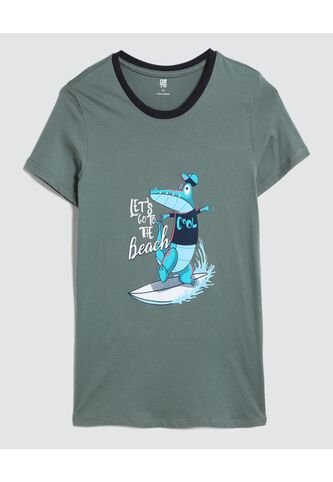 Camiseta Para Niño Manga Corta Color Verde  Marca Ostu #80090220 Ostu